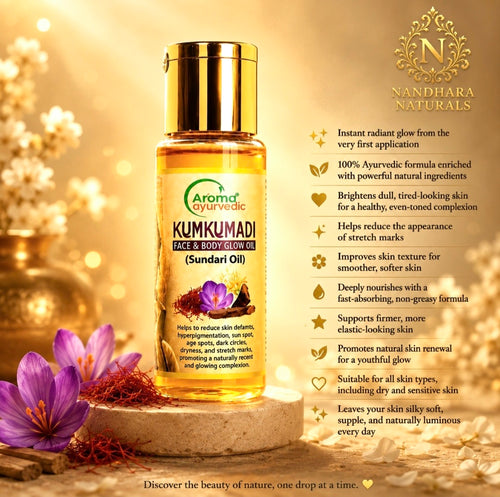 Kumkumadi Body Glow Oil (30ml)+Face pack (50gm)+Rose Water (200ml) Combo