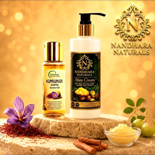 nandhara kumkumadi glow oil 30ml+nandhara shera cream 200gm