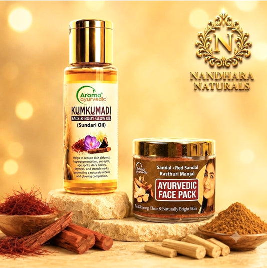 Kumkumadi Oil (30ml) and Kasthurimanjal & Redsandal Face Pack(50gm)(Combo)