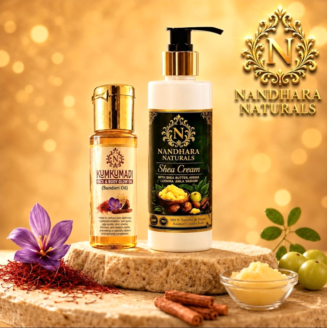 nandhara kumkumadi glow oil 30ml+nandhara shera cream 200gm
