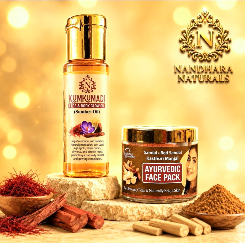 Kumkumadi Oil (30ml) and Kasthurimanjal & Redsandal Face Pack(50gm)(Combo)
