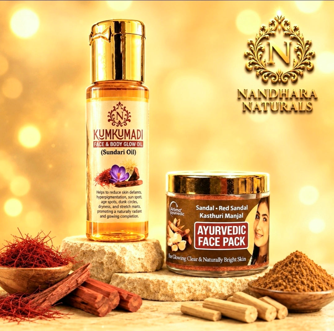 Kumkumadi Oil (30ml) and Kasthurimanjal & Redsandal Face Pack(50gm)(Combo)