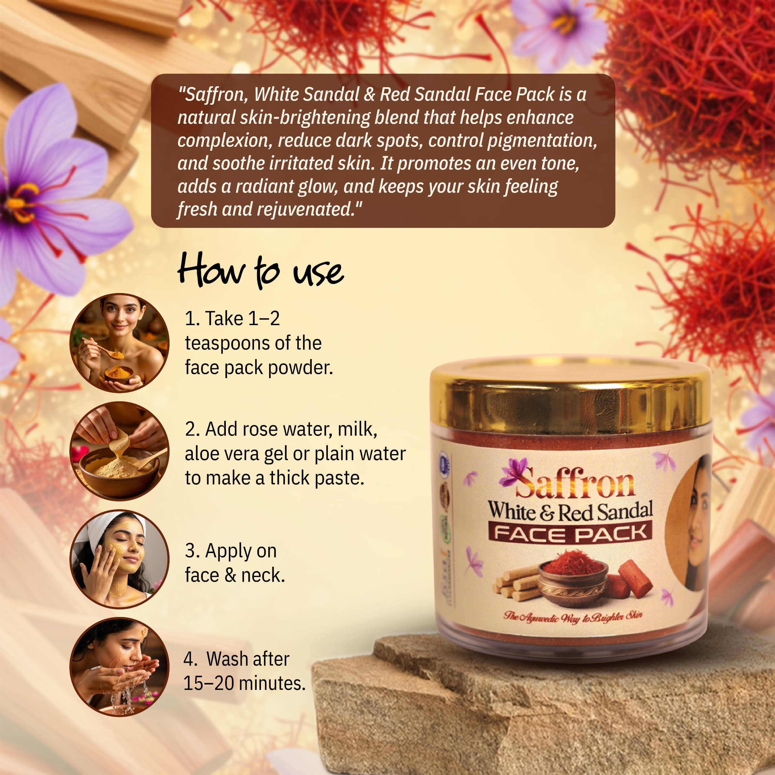 Saffron White & Red Sandal Face Pack 50gm
