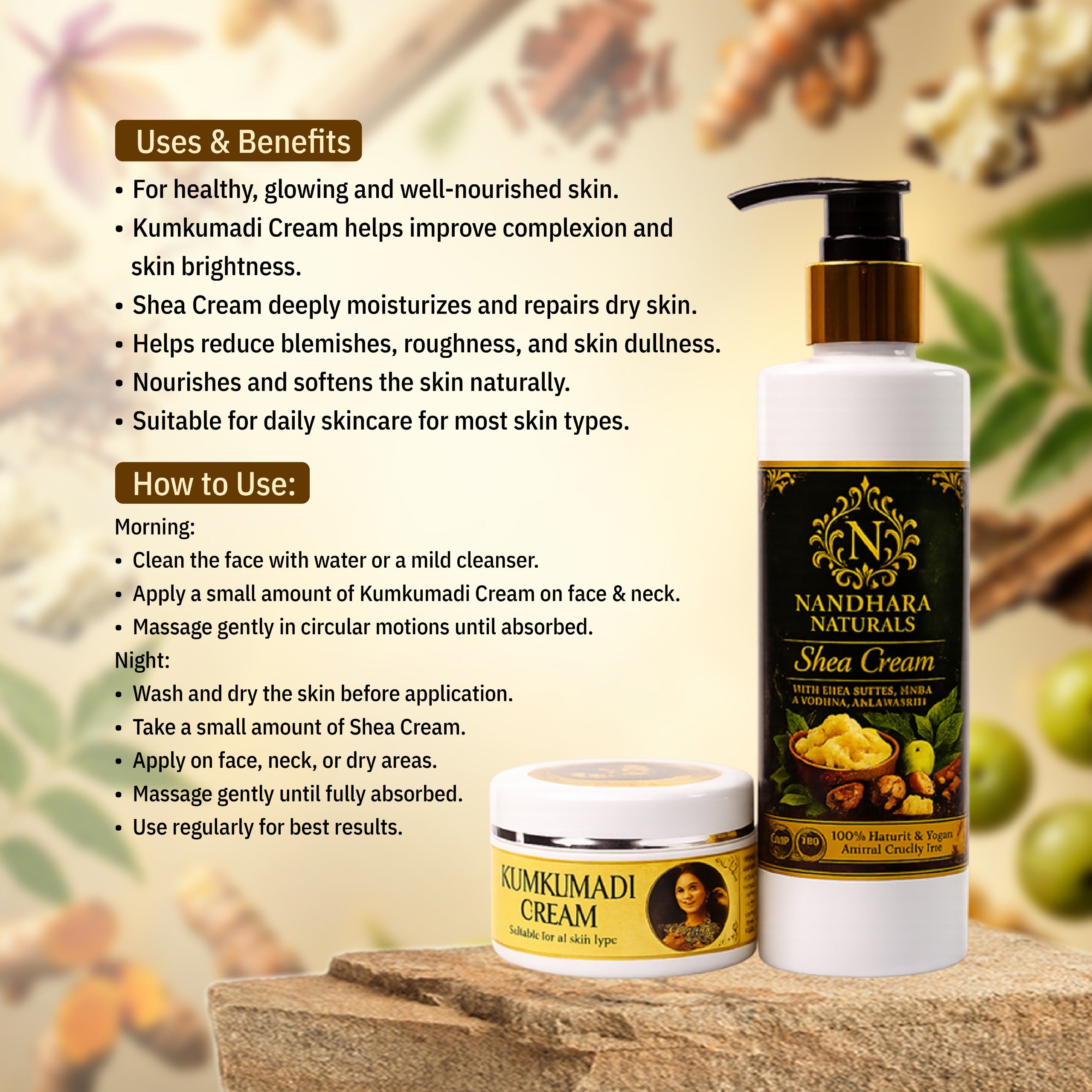 Kumkumadi Cream 50gm+Shea Cream200gm (Combo)
