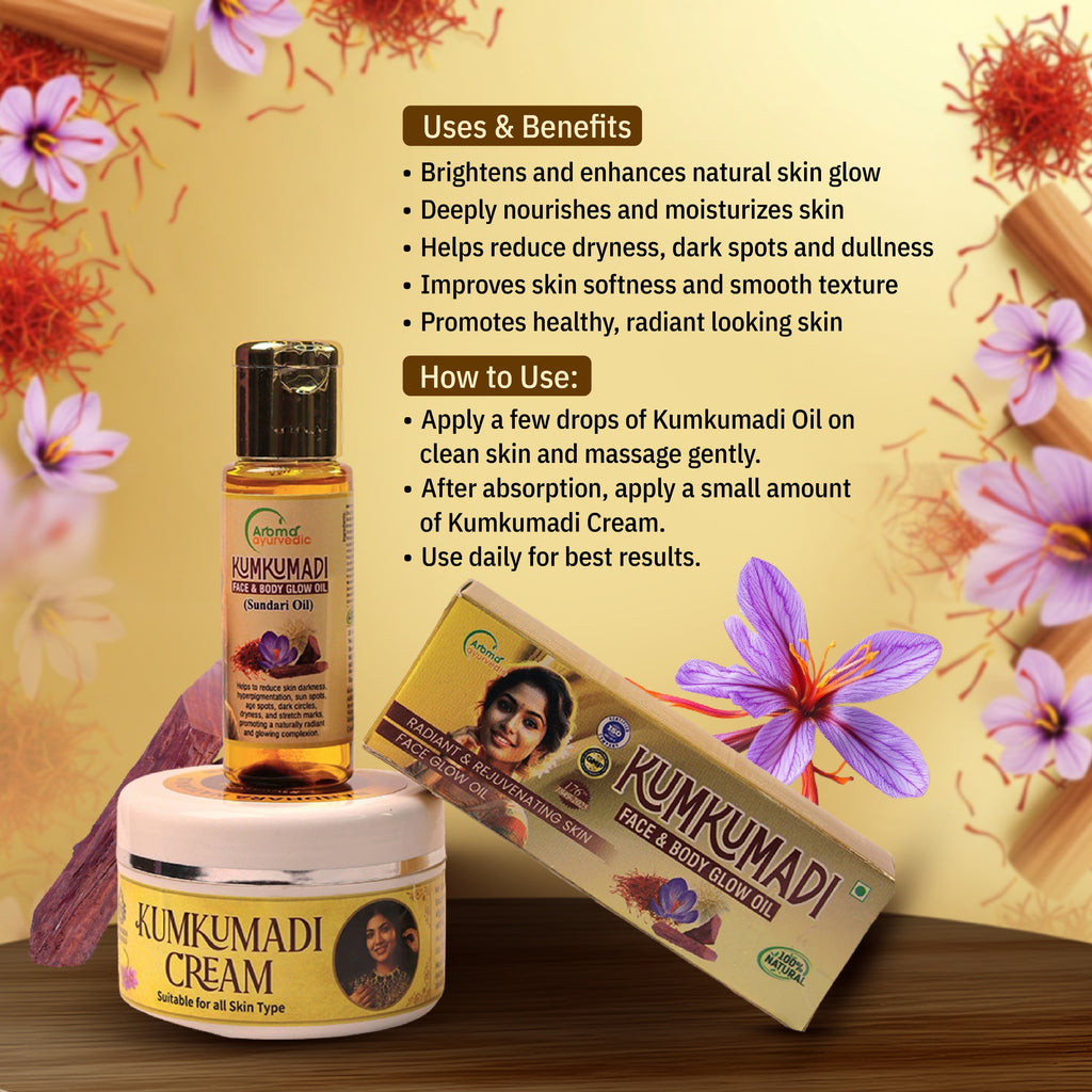 Kumkumadi Glow Oil 30ml+Kumkumadi cream 50gm