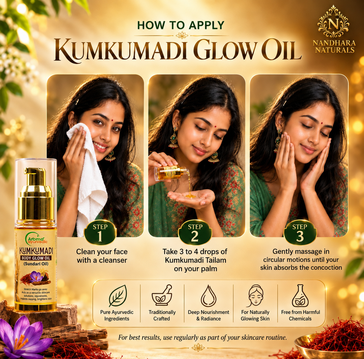 Kumkumadi Body Glow Oil (Sundari Oil) 50ML